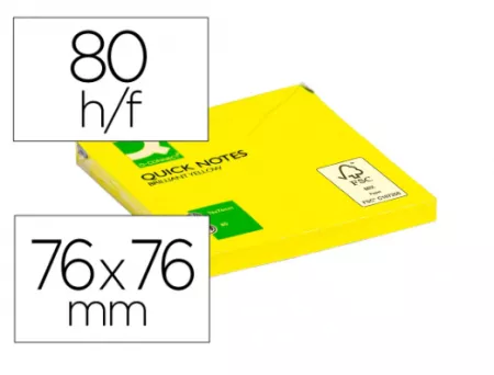Bloc-notes q-connect 76x76mm jaune vif