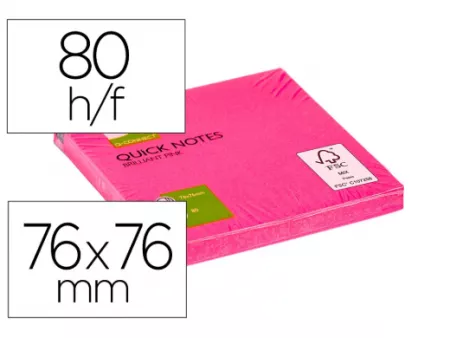 Bloc-notes q-connect 76x76mm rose vif