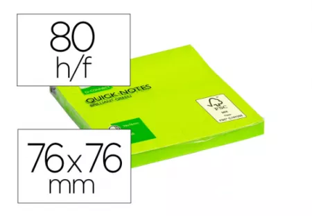 Bloc-notes q-connect 76x76mm vert vif