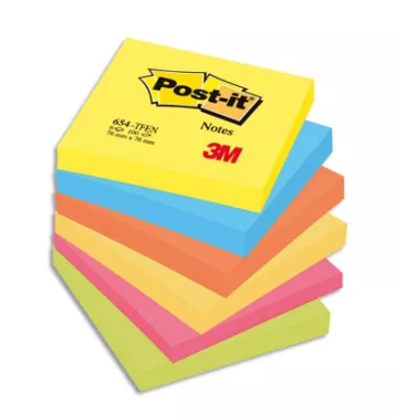 BLOC POST IT COULEUR 5 COLORIS 6 BLOCS