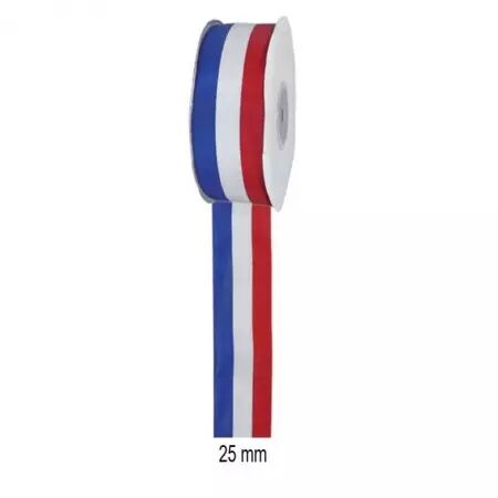 Bobine de 25m Ruban tissu Tricolore 25mm