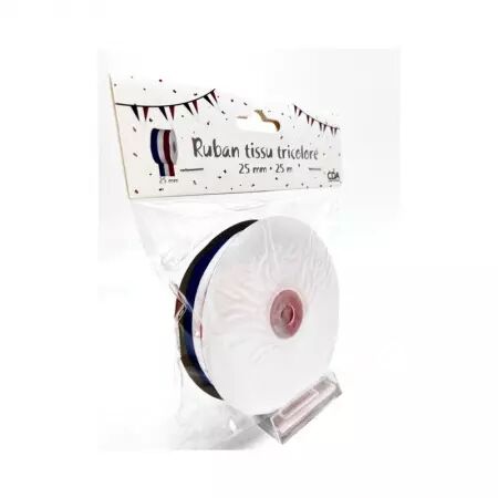 Bobine de 25m Ruban tissu Tricolore 25mm