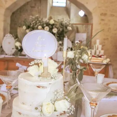 BOUGIE CHIFFRE 1 BLANCHE PAILLETTES OR 7CM SUR PIC