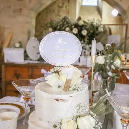 BOUGIE CHIFFRE 7 BLANCHE PAILLETTES OR 7CM SUR PIC