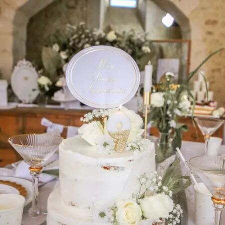 BOUGIE CHIFFRE 9 BLANCHE PAILLETTES OR 7CM SUR PIC