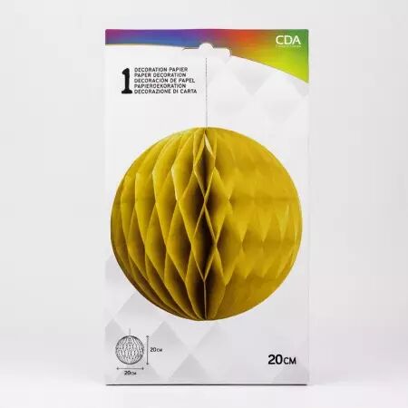 Boule alv&eacute;ol&eacute;e Jaune diam&egrave;tre 20cm