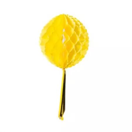 BOULE ALVEOLEE TASSEL JAUNE 30 CM