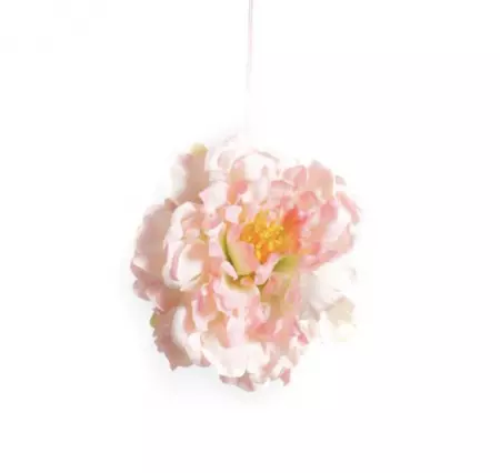 BOULE DE 2 PIVOINES TISSU ROSE POUDRE 14CM