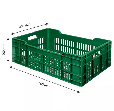 CAISSE AJOUREE VERT FONCE 600X400 - 40L