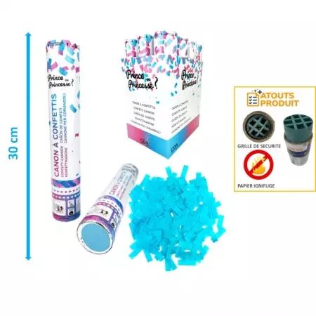 Canon confettis GARCON 30cm Papier Bleu