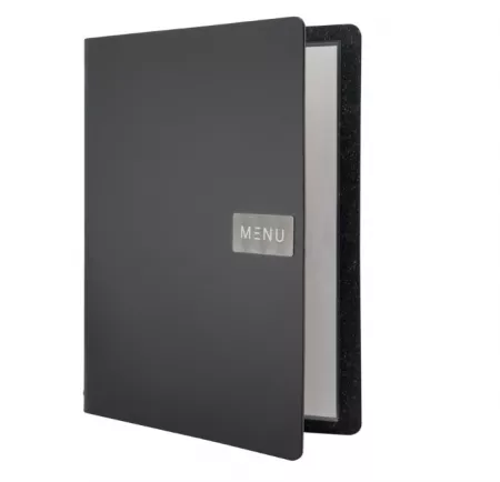 CARTE MENU 100% CUIR agglom&eacute;r&eacute;- couleur noire format A4