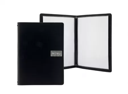 CARTE MENU 100% CUIR agglom&eacute;r&eacute;- couleur noire format A4