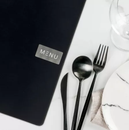 CARTE MENU 100% CUIR agglom&eacute;r&eacute;- couleur noire format A4