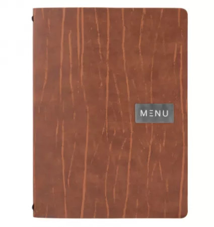 CARTE MENU 100% CUIR agglom&eacute;r&eacute;- couleur RUGA  format A4