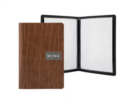 CARTE MENU 100% CUIR agglom&eacute;r&eacute;- couleur RUGA  format A4