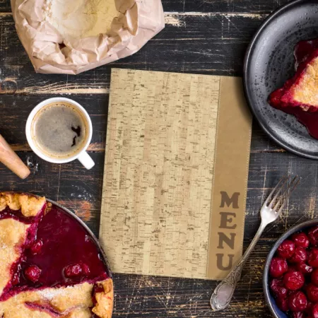 CARTE MENU LI&Egrave;GE A4, 1 double inserts inclus