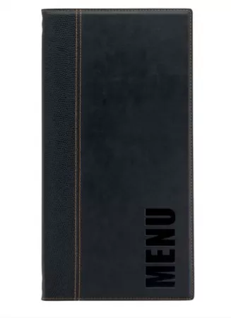 CARTE MENU LONG simili cuir, 1 double insert inclus