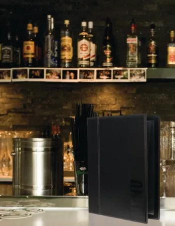 CARTE MENU simili cuir A4, 1 double insert inclus 