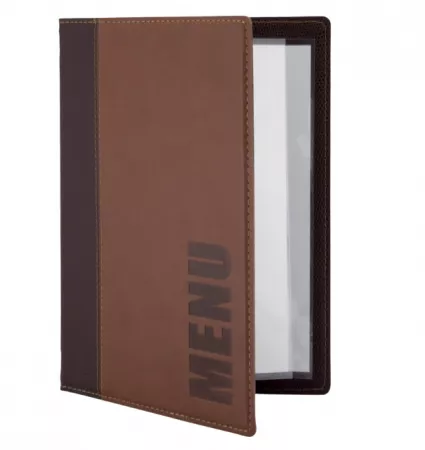 CARTE MENU simili cuir A4, 1 double insert inclus