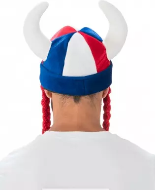 CASQUE GAULOIS CORNES ET TRESSES TISSUS SUPPORTER FRANCE