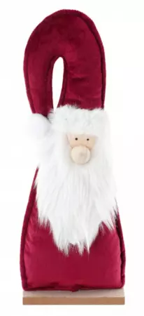 CENTRE DE TABLE PERE NOEL VELOURS BORDEAUX FOURRURE BARBE BLANCHE