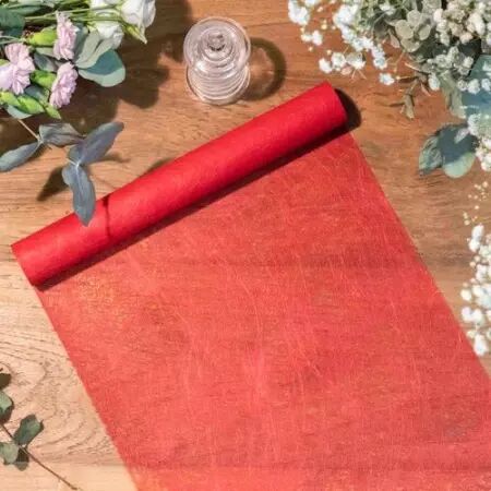 Chemin de Table Intiss&eacute; Luxe 0.30x5m ROUGE