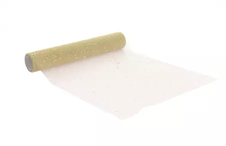 Chemin de Table Tulle Paillettes Or 28cmx5m