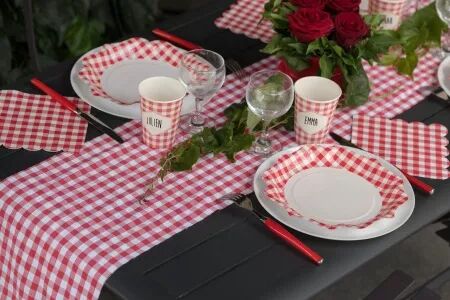 CHEMIN DE TABLE VICHY ROUGE 