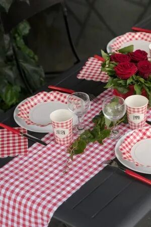 CHEMIN DE TABLE VICHY ROUGE 