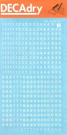 Chiffres transfert blancs 4mm - 1Feuille