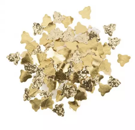 CONFETTIS CLOCHES EFFET CUIR ET PAILLTTES OR 2.5CM