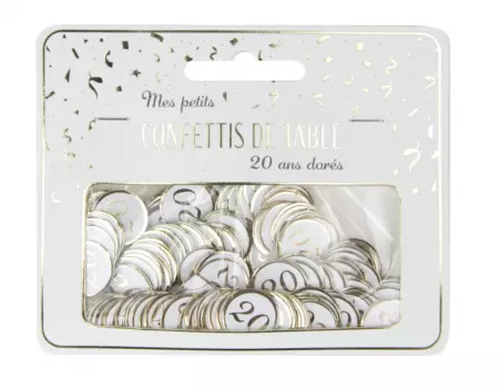 CONFETTIS DE TABLE 20 ANS DORES -