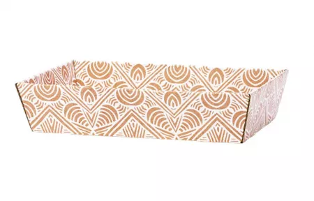 Corbeille carton kraft rectangle BOHO blanc 34x21x7.3cm