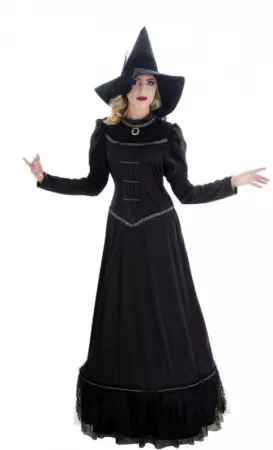 COSTUME SORCIERE MAGIE NOIRE AV CHAPEAU L