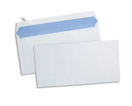 Enveloppe &eacute;conomique dl 110x220mm 80g adh&eacute;sive coloris blanc bo&icirc;te 500 unit&eacute;s.