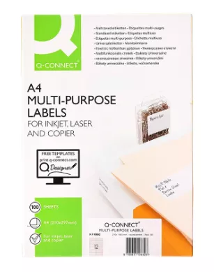  &Eacute;tiquette adh&eacute;sive q-connect 105x48mm coins droits imprimante jet d\'encre laser copieur bo&icirc;te 100 feuilles 1200 unit&eacute;s.