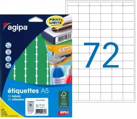 Etiquettes Agipa A5 16x22 Vert