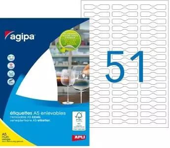 Etiquettes Agipa A5 8x45 enlevable