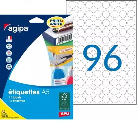 Etiquettes Agipa A5 D15 Blanc