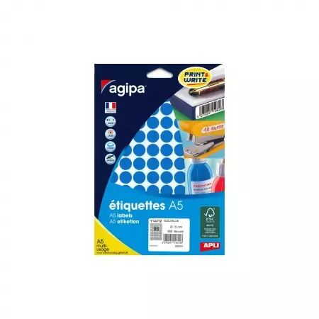 Etiquettes Agipa A5 D15 Bleu