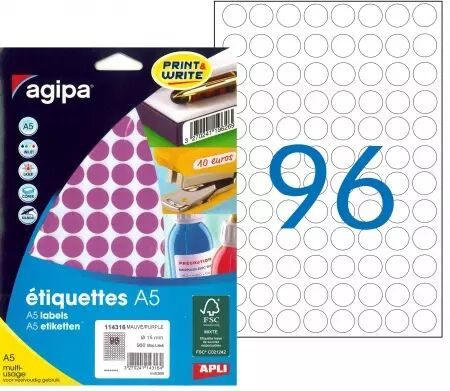 Etiquettes Agipa A5 D15 Mauve
