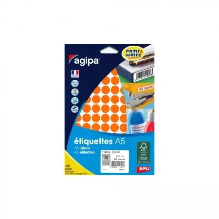 Etiquettes Agipa A5 D15 Orange