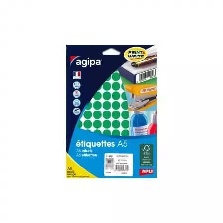 Etiquettes Agipa A5 D15 Vert