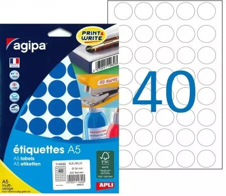 Etiquettes Agipa A5 D24 Bleu
