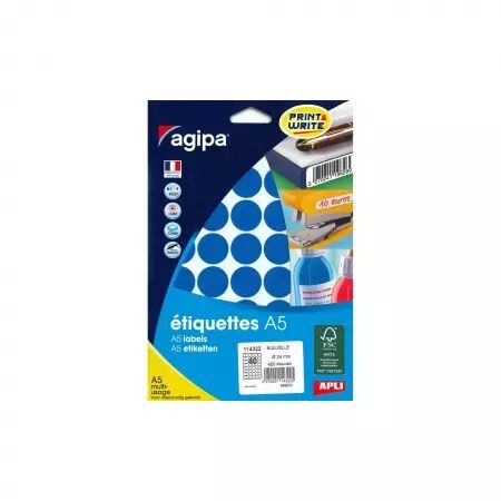 Etiquettes Agipa A5 D24 Bleu