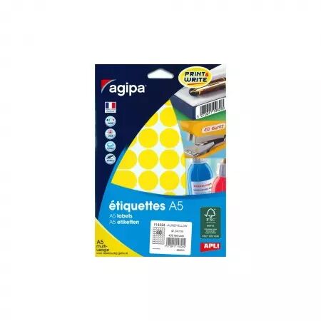 Etiquettes Agipa A5 D24 Jaune