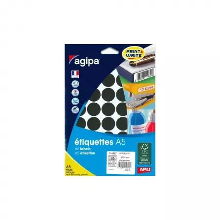 Etiquettes Agipa A5 D24 Noir