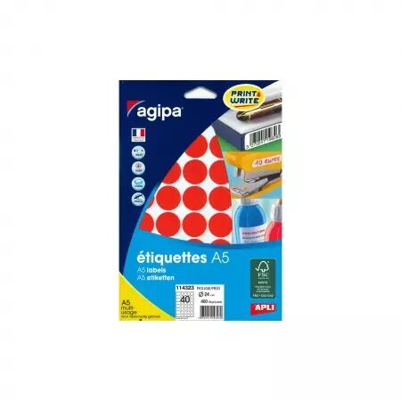 Etiquettes Agipa A5 D24 Rouge