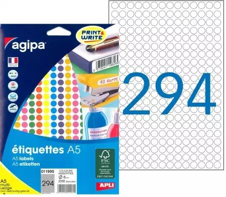 Etiquettes Agipa A5 D8 ASSORTIMENT