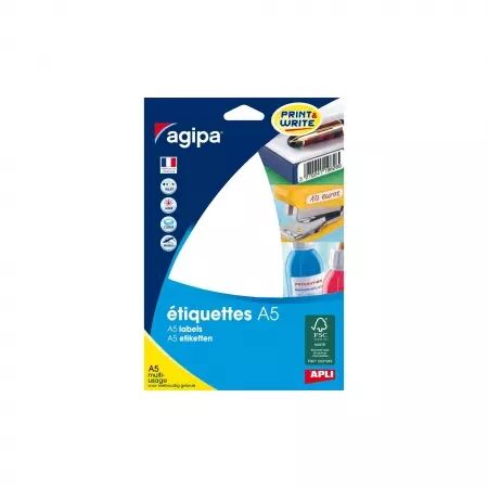 Etiquettes Agipa A5 D8 Blanc